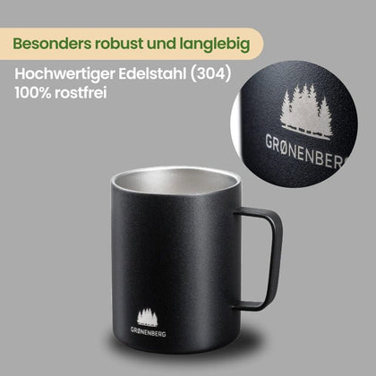 Grønenberg Edelstahl Tasse 350 ml mit Thermofunktion - Good Camper-Showroom & Onlineshop für Dachzelte HH
