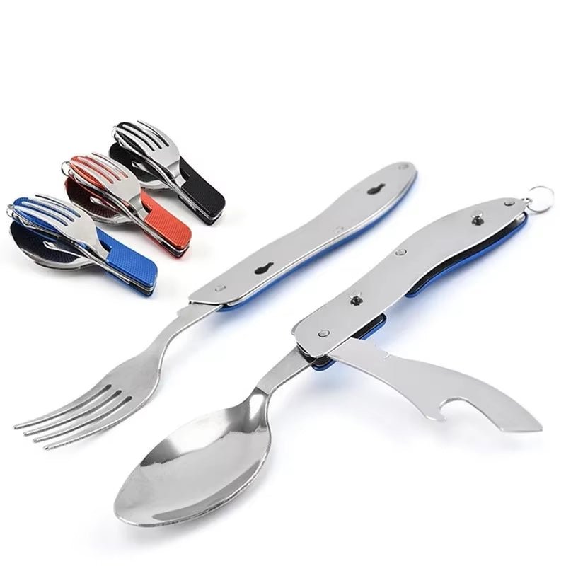 Outdoor Camping Portable Fork Knife Tableware Tools Stainless Steel Multi - Function Folding Spoon&Fork Knife Travel Sets - Good Camper - Showroom & Onlineshop für Dachzelte HH