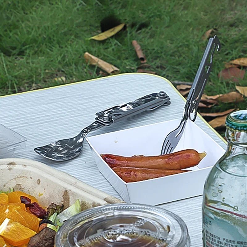 Outdoor Tableware Multi - Function Portable Knife Fork Spoon Bottle Opener Foldable Cutlery Camping Equipment - Good Camper - Showroom & Onlineshop für Dachzelte HH